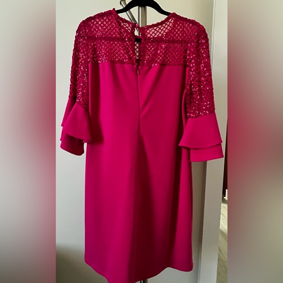 Leslie Fay Pink Lace Long Sleeve Dress - Picture 3 of 3